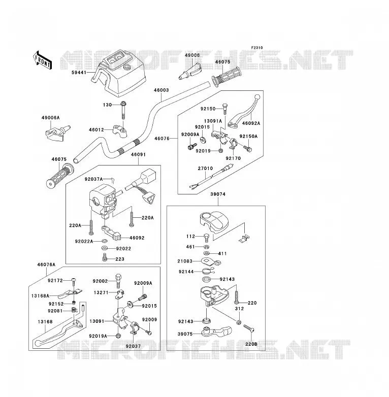 HANDLEBAR Kawasaki QUAD 250 2008 KLF250  KLF250A8F