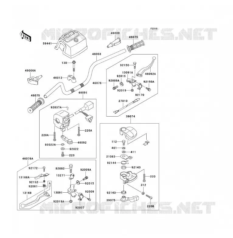 HANDLEBAR Kawasaki QUAD 250 2009 KLF250  KLF250A9F