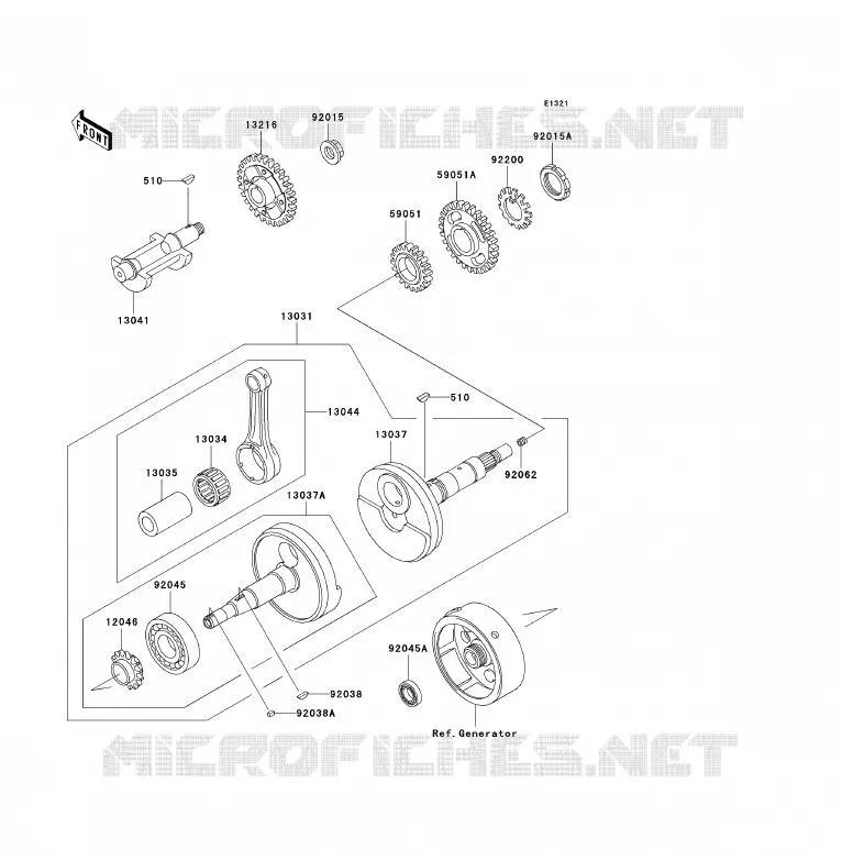 CRANKSHAFT Kawasaki QUAD 250 2010 KLF250  KLF250AAF