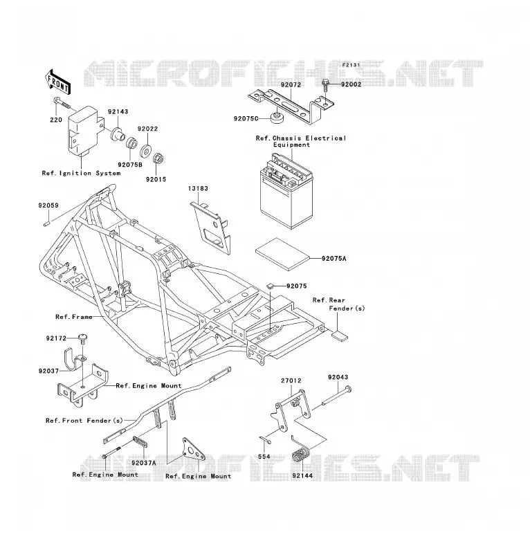 FRAME PARTS (COUVERTURE) Kawasaki QUAD 250 2010 KLF250  KLF250AAF