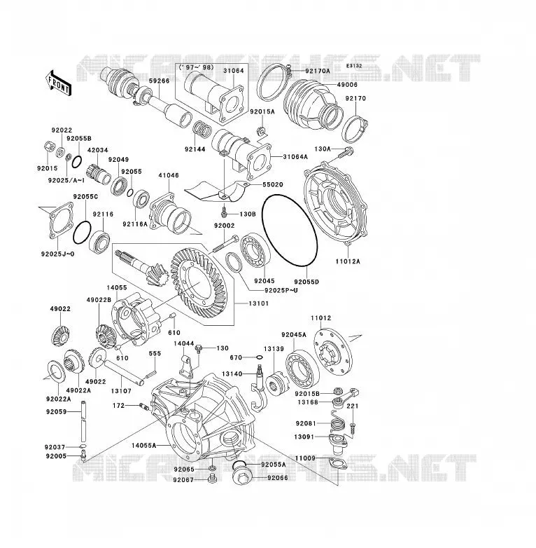 DRIVE SHAFT - FINAL GEAR Kawasaki QUAD 300 2000 KLF300  KLF300-B13