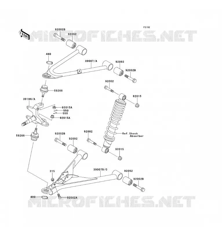 FRONT SUSPENSION - SHOCK ABSORBER Kawasaki QUAD 300 2000 KLF300  KLF300-B13