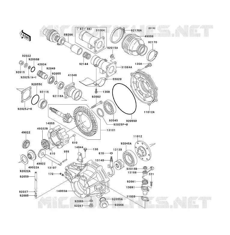 DRIVE SHAFT - FINAL GEAR Kawasaki QUAD 300 2001 KLF300  KLF300-B14