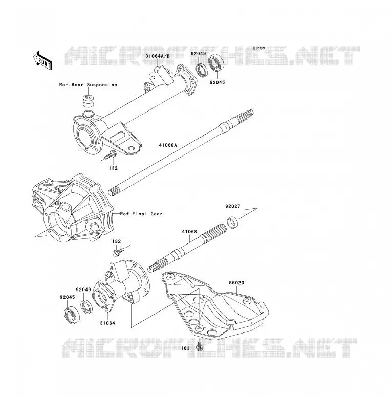 REAR AXLE Kawasaki QUAD 300 1990 KLF300  KLF300-B3