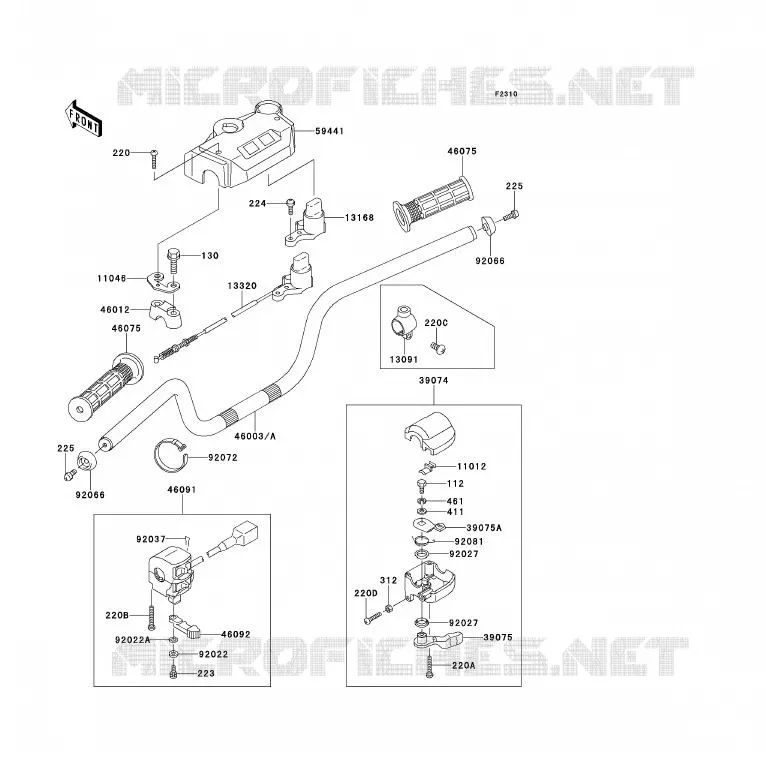HANDLEBAR Kawasaki QUAD 300 1990 KLF300  KLF300-B3A
