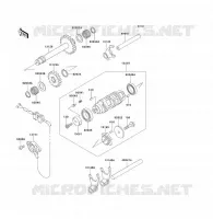 GEAR CHANGE DRUM   SHIFT FORKS voor Kawasaki KLF300 1992