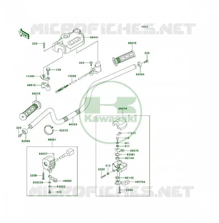 HANDLEBAR Kawasaki QUAD 300 1994 KLF300  KLF300-B7