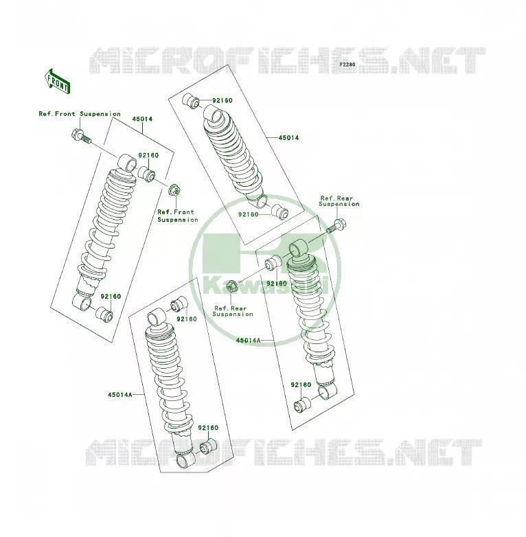 SUSPENSION - SHOCK ABSORBER Kawasaki QUAD 300 1995 KLF300  KLF300-B8