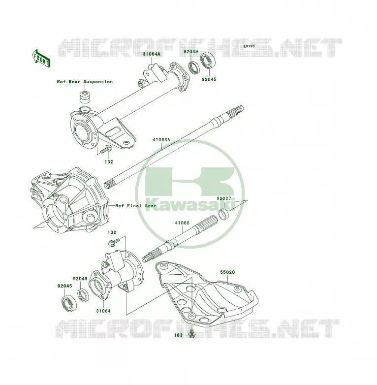 REAR AXLE Kawasaki QUAD 300 1996 KLF300  KLF300-B9