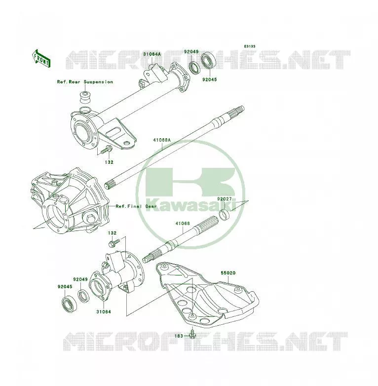REAR AXLE Kawasaki QUAD 300 1996 KLF300  KLF300-B9
