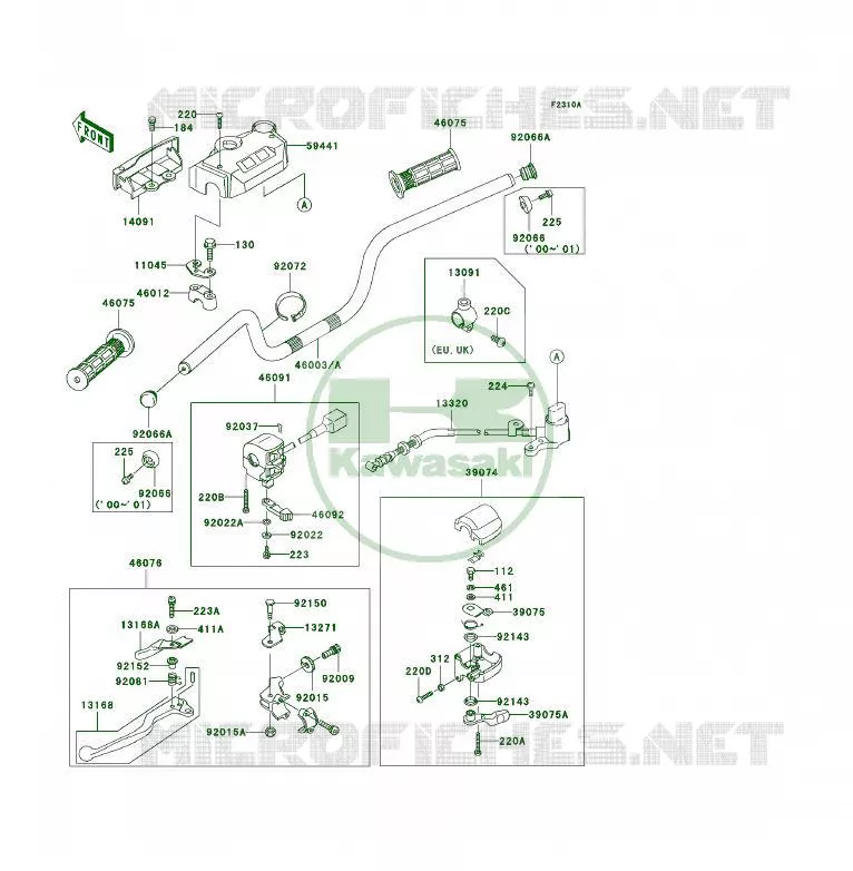 HANDLEBAR Kawasaki QUAD 300 2000 KLF300 4X4  KLF300-C12