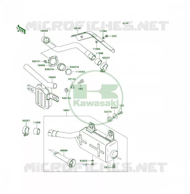 EXHAUST Kawasaki QUAD 300 2000 KLF300 4X4  KLF300-C12