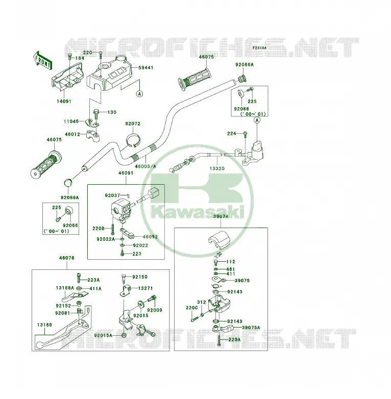 HANDLEBAR(1/2) Kawasaki QUAD 300 2000 KLF300 4X4  KLF300-C12