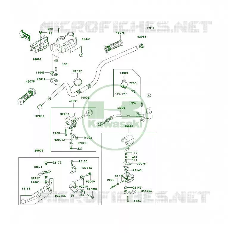HANDLEBAR Kawasaki QUAD 300 2003 KLF300 4X4  KLF300-C15