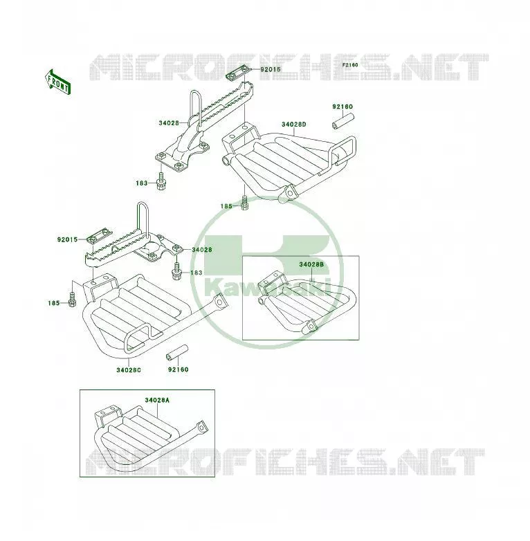 FOOTREST Kawasaki QUAD 300 1990 KLF300 4X4  KLF300-C2