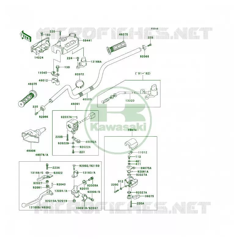 HANDLEBAR Kawasaki QUAD 300 1992 KLF300 4X4  KLF300-C4