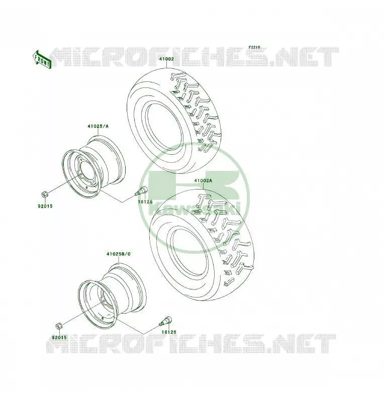WHEELS - TIRES Kawasaki QUAD 300 1992 KLF300 4X4  KLF300-C4