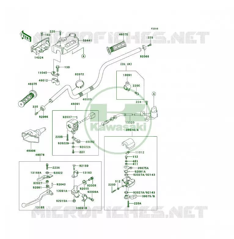 HANDLEBAR Kawasaki QUAD 300 1994 KLF300 4X4  KLF300-C6