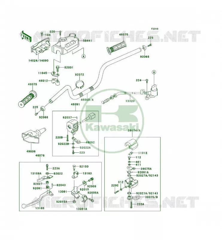 HANDLEBAR Kawasaki QUAD 300 1997 KLF300 4X4  KLF300-C9
