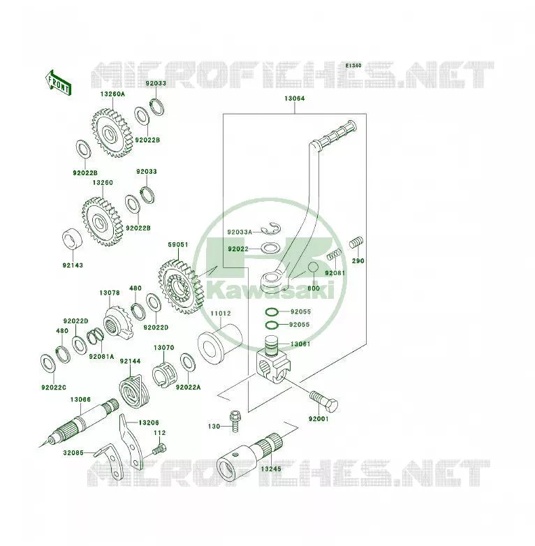 KICK STARTER Kawasaki QUAD 400 1993 KLF400 4X4  KLF400-B1