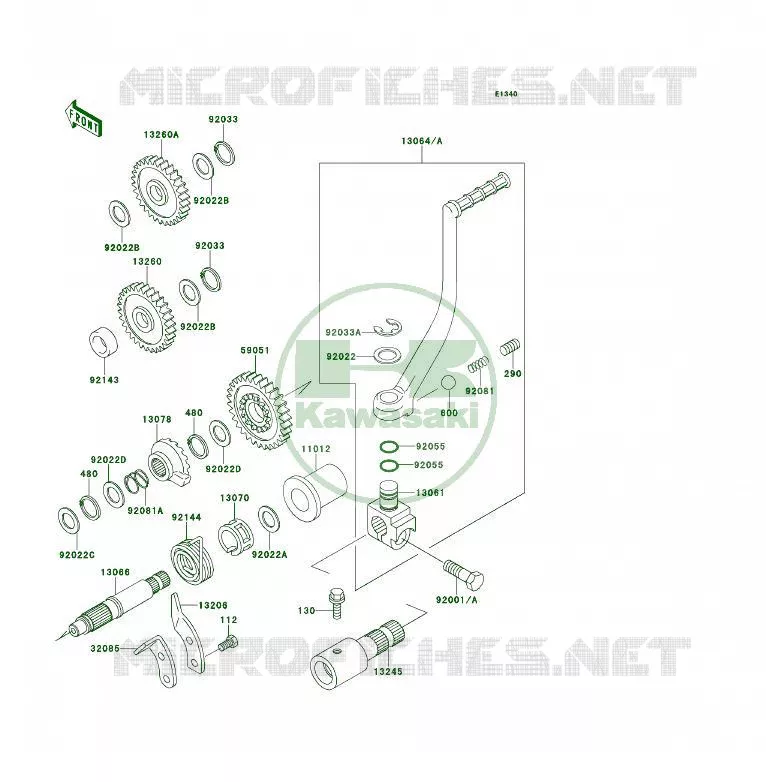 KICK STARTER Kawasaki QUAD 400 1994 KLF400 4X4  KLF400-B2