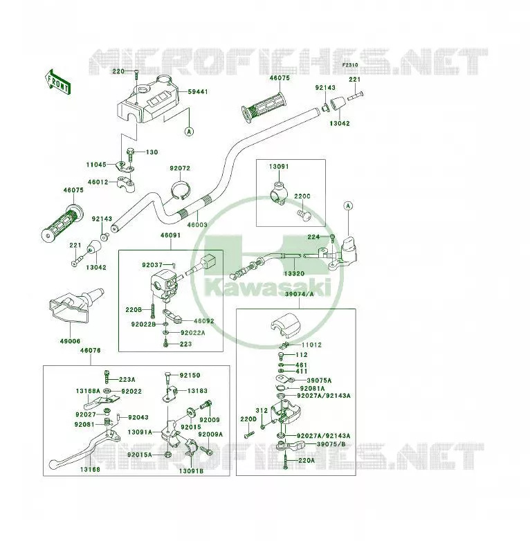 HANDLEBAR Kawasaki QUAD 400 1994 KLF400 4X4  KLF400-B2