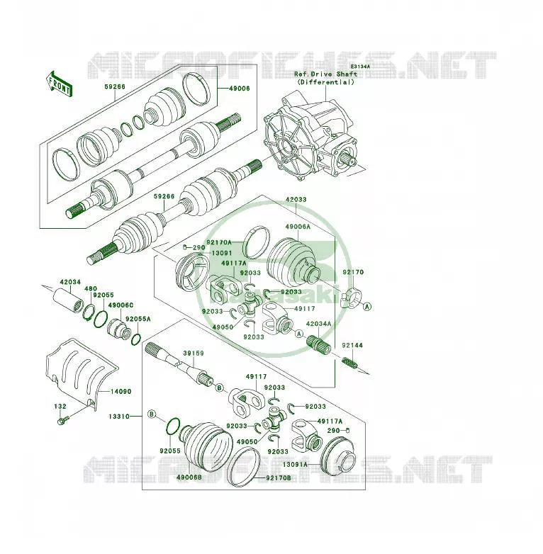 DRIVE SHAFT(AVANT) Kawasaki QUAD 400 1995 KLF400 4X4  KLF400-B3