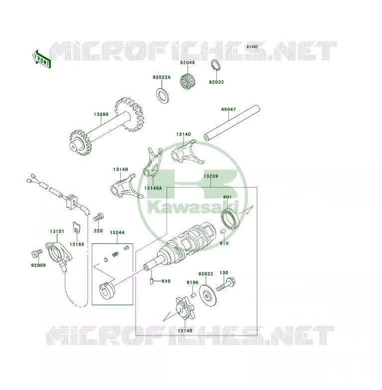 GEAR CHANGE DRUM - SHIFT FORKS Kawasaki QUAD 400 1995 KLF400 4X4  KLF400-B3A