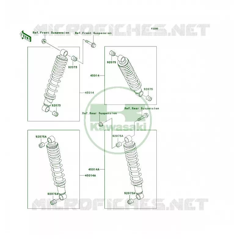SUSPENSION - SHOCK ABSORBER Kawasaki QUAD 400 1996 KLF400 4X4  KLF400-B4