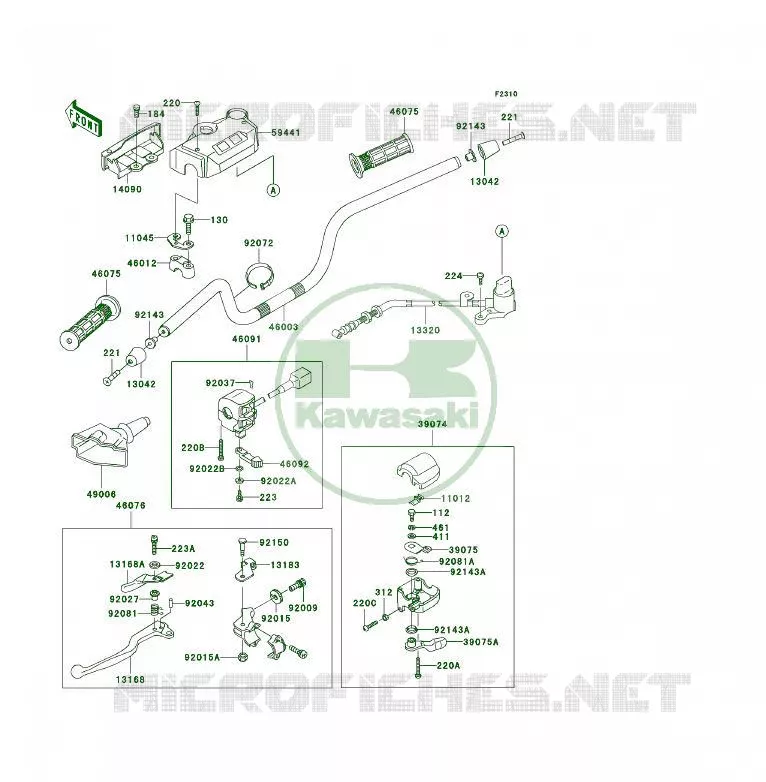 HANDLEBAR Kawasaki QUAD 400 1997 KLF400 4X4  KLF400-B5
