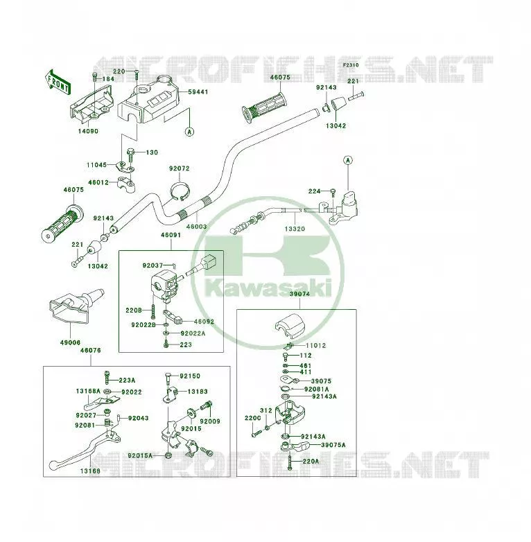 HANDLEBAR Kawasaki QUAD 400 1997 KLF400 4X4  KLF400-B5