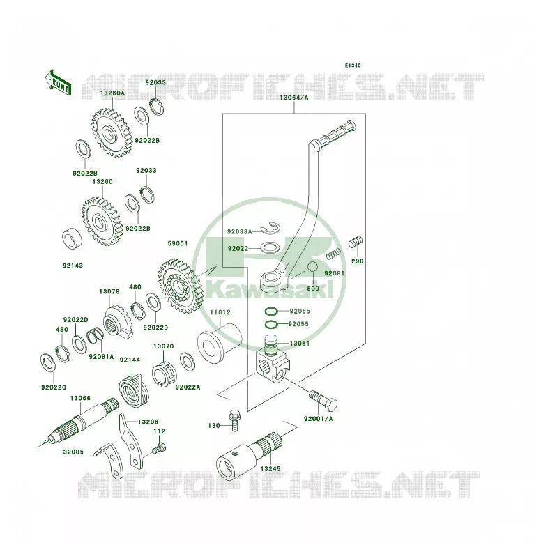 KICK STARTER Kawasaki QUAD 400 1998 KLF400 4X4  KLF400-B6
