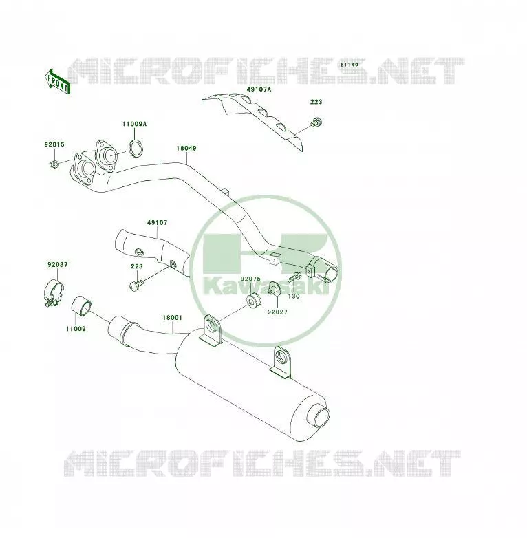 EXHAUST Kawasaki QUAD 400 1999 KLF400 4X4  KLF400-B7