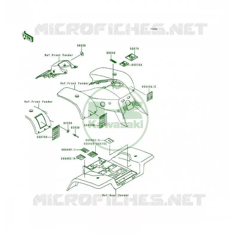 LABELS Kawasaki QUAD 250 1997 KSF250  KSF250-A11
