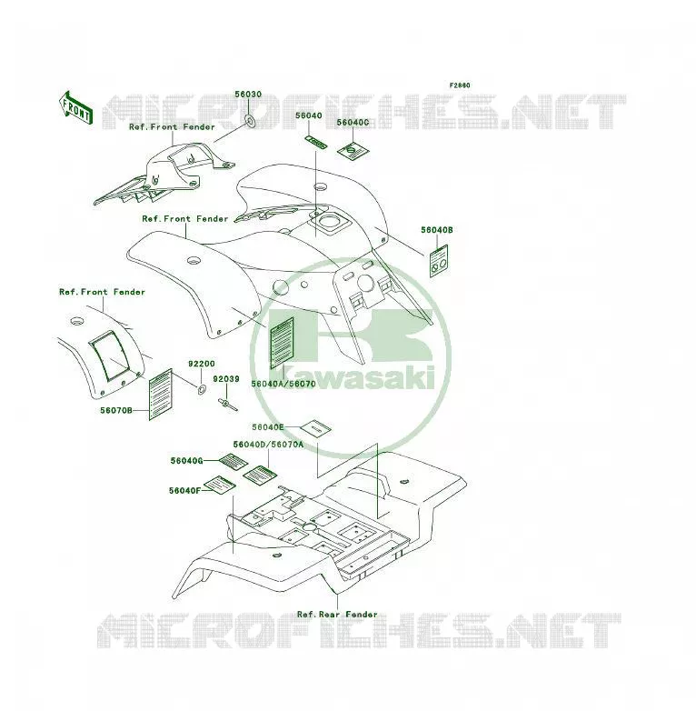 LABELS Kawasaki QUAD 250 1998 KSF250  KSF250-A12