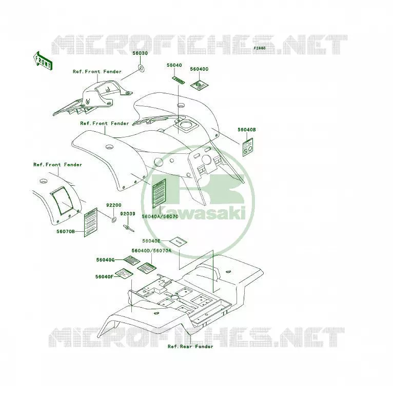 LABELS Kawasaki QUAD 250 1999 KSF250  KSF250-A13