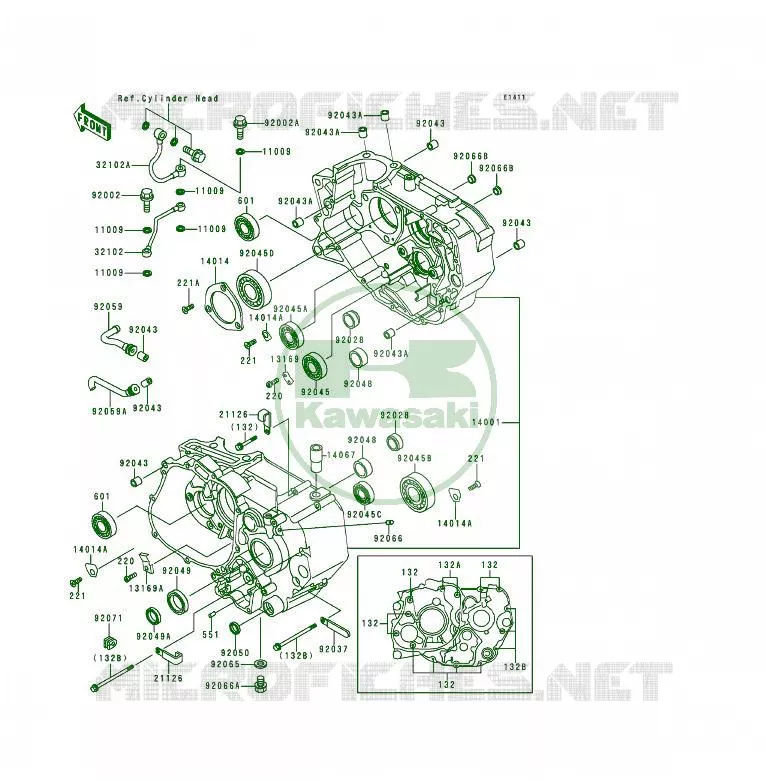 CRANKCASE(S) Kawasaki QUAD 250 2000 KSF250  KSF250-A14
