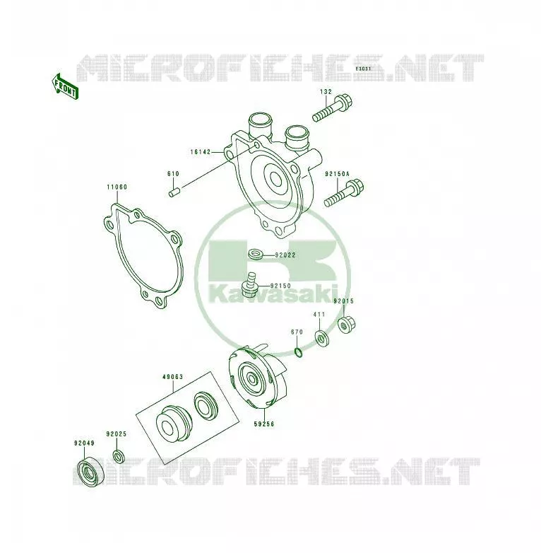 WATER PUMP Kawasaki QUAD 250 2000 KSF250  KSF250-A14
