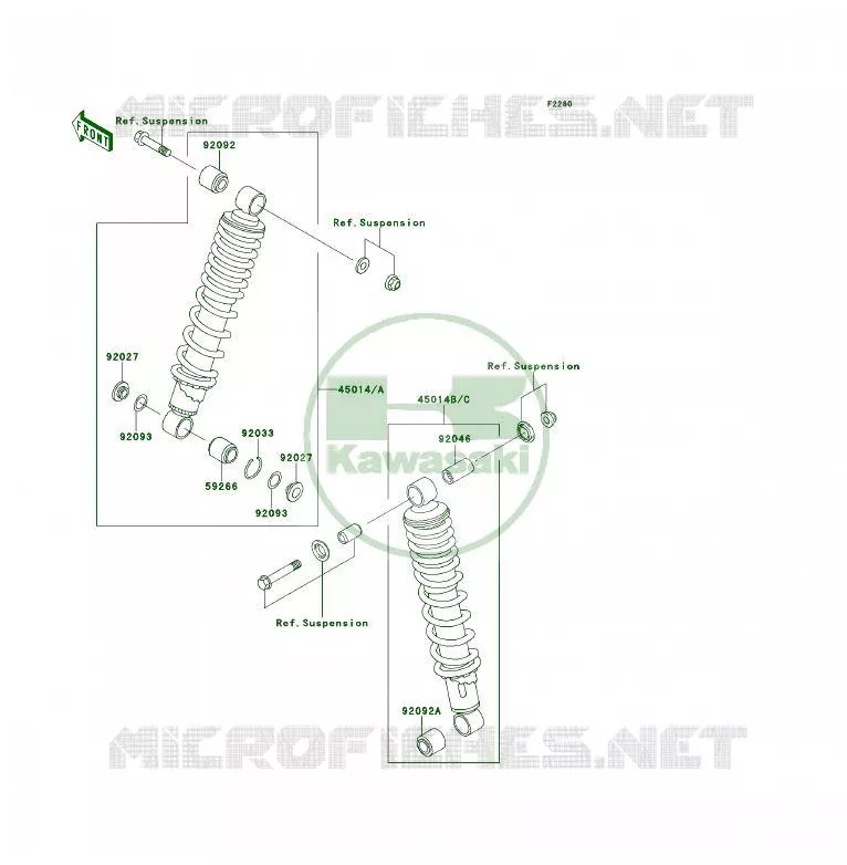 SUSPENSION - SHOCK ABSORBER Kawasaki QUAD 250 2000 KSF250  KSF250-A14