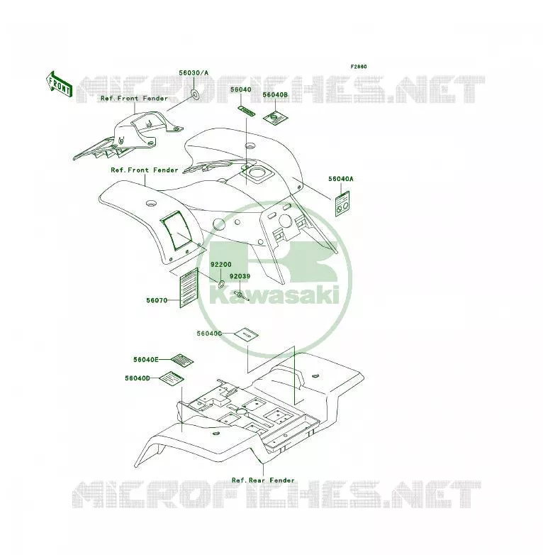 LABELS Kawasaki QUAD 250 2001 KSF250  KSF250-A15