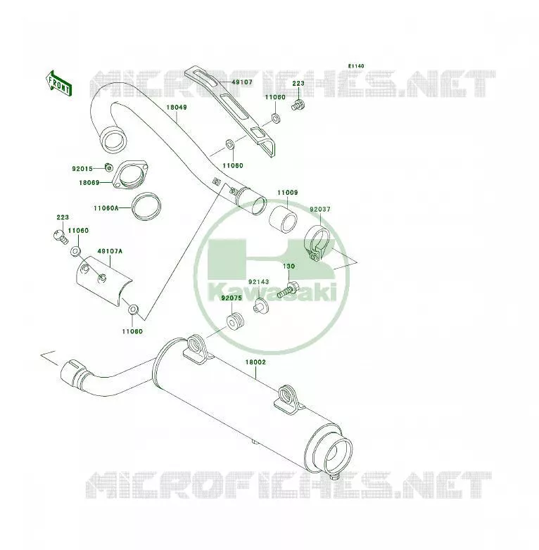 EXHAUST Kawasaki QUAD 250 2002 KSF250  KSF250-A16
