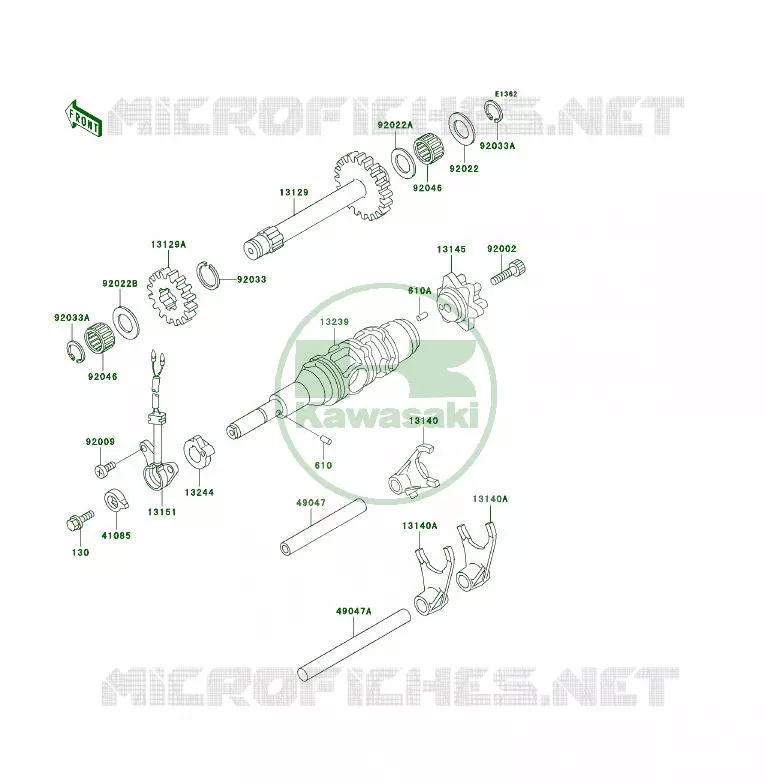 GEAR CHANGE DRUM - SHIFT FORKS Kawasaki QUAD 250 2002 KSF250  KSF250-A16
