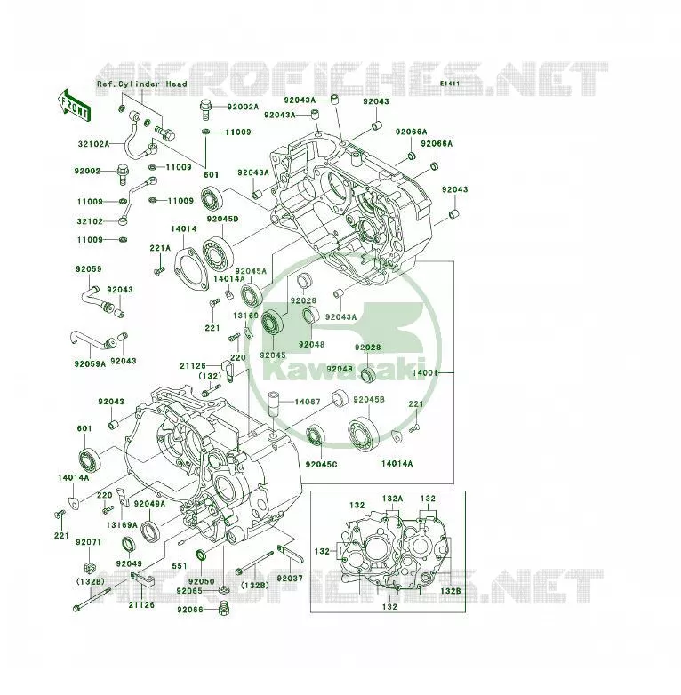 CRANKCASE(S) Kawasaki QUAD 250 2004 KSF250  KSF250-A18