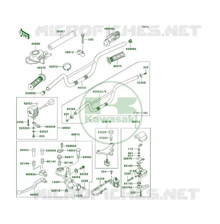 HANDLEBAR Kawasaki QUAD 250 2004 KSF250  KSF250-A18