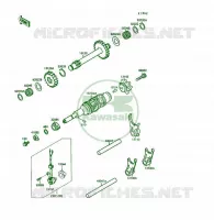GEAR CHANGE DRUM   SHIFT FORKS voor Kawasaki KSF250 1989