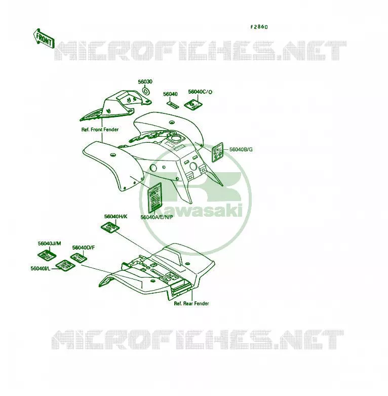 LABELS Kawasaki QUAD 250 1989 KSF250  KSF250-A3