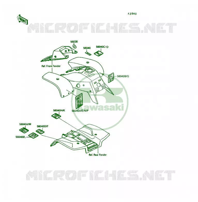 LABELS Kawasaki QUAD 250 1990 KSF250  KSF250-A4