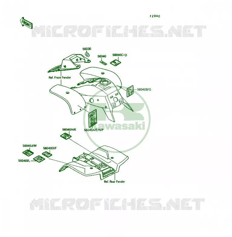 LABELS Kawasaki QUAD 250 1991 KSF250  KSF250-A5