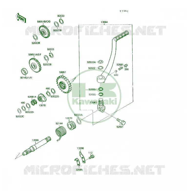 KICK STARTER Kawasaki QUAD 250 1992 KSF250  KSF250-A6