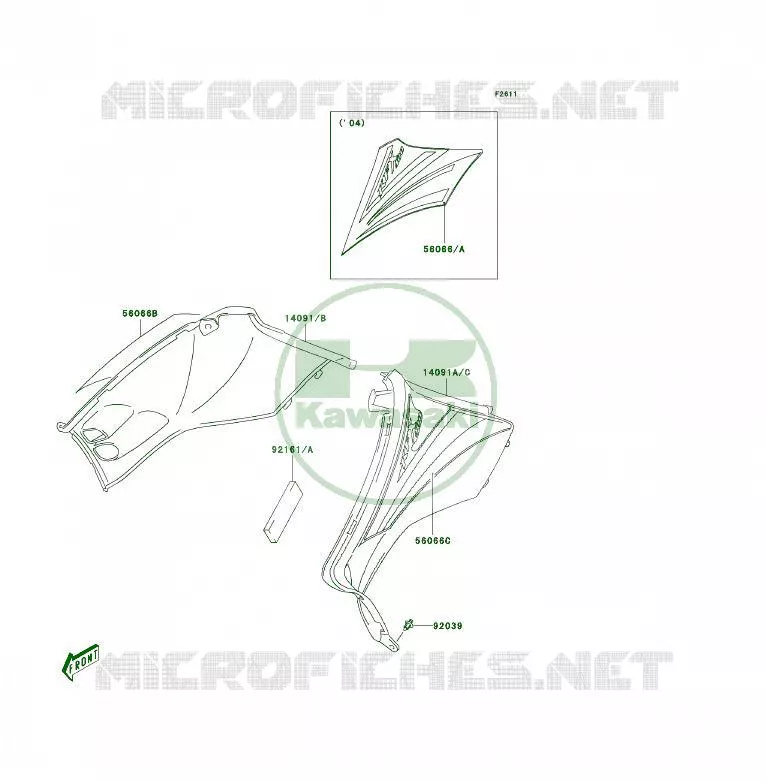 SIDE COWLING Kawasaki QUAD 400 2004 KFX400  KSF400-A2